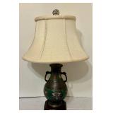 DR - 22-Inch Cloisonne  and Champlevé Style Table Lamp with Shade and Floral Design