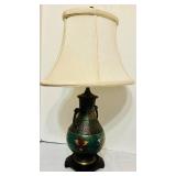 DR - 22-Inch Cloisonne  and Champlevé Style Table Lamp with Shade and Floral Design