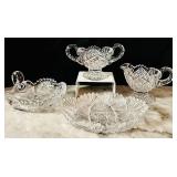 LR - 4-Piece American Brilliant Cut Glass VintageTableware Set