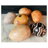 K - Set of 6 Handcrafted Etched Decorative Eggs, 3.5 Inch