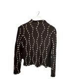 DR - Carlisle Black Merino Wool Polka Dot Sweater with Detachable Collar, Size S