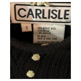 DR - Carlisle Black Merino Wool Polka Dot Sweater with Detachable Collar, Size S