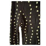 DR - Carlisle Black Merino Wool Polka Dot Sweater with Detachable Collar, Size S