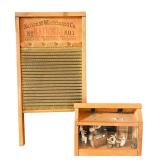 DR - Vintage National Washboard No. 801 and Mouse Schoolhouse Diorama Set