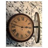 K - Antique 14-Inch Wall Clock with Roman Numeral Dial and Winding Key