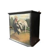 K - Hand-Painted Wooden Wall Cabinet with Rooster Design