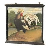 K - Hand-Painted Wooden Wall Cabinet with Rooster Design