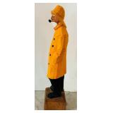 LR - 12 Inch Hand-Carved Wooden Fisherman Figure in Yellow Coat
