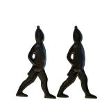LR - Pair of 20-Inch Cast Iron Soldier Andirons with Painted Finish