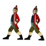 LR - Pair of 20-Inch Cast Iron Soldier Andirons with Painted Finish
