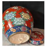 LR - 9 Inch Lidded Chinese Porcelain Ginger Jar with Floral Design