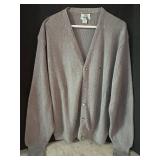 LR - Izod Lacoste Gray Cardigan Sweater Size L Acrylic