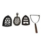 LR - Set of 4 Antique Cast Iron Sad Iron Trivets