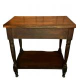 FR - Antique Wooden Side Table with Drawer and Lower Shelf