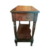 FR - Antique Wooden Side Table with Drawer and Lower Shelf