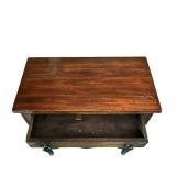 FR - Antique Wooden Side Table with Drawer and Lower Shelf