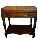 FR - Antique Wooden Side Table with Drawer and Lower Shelf