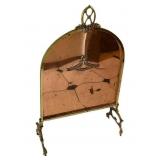 LR - Vintage Brass and Copper Fireplace Screen 20 x 29 Inches
