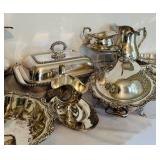 LR - Assorted Vintage Silverplate Serving Pieces and Tableware Collection