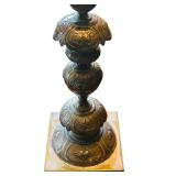 LR - 22 inch Ornate Brass Table Lamp with Frosted Glass Shade