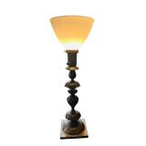 LR - 22 inch Ornate Brass Table Lamp with Frosted Glass Shade