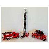 LR - Matchbox Models of Yesteryear Fire Truck Diecast Lot with Ladder and Original Boxes