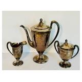 LR - 3-Piece WM Rogers Silver Plate Coffee Service Set, Approx. 10 Inch Tall