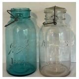 LR - Set of 2 Vintage Ball Ideal and Atlas EZ Seal Glass Jars 10 Inch