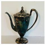 LR - Vintage 11-Inch Silver-Plated Coffee Pot with Ornate Handle and Lid