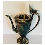 LR - Vintage 11-Inch Silver-Plated Coffee Pot with Ornate Handle and Lid