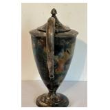 LR - Vintage 11-Inch Silver-Plated Coffee Pot with Ornate Handle and Lid