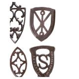 LR - Set of 6 Antique Cast Iron Sad Iron Trivets Assorted Designs