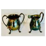 LR - Crescent Silverplate Tea Set with Coffee Pot, Sugar Bowl, and Creamer