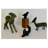 LR - Collection of 4 Vintage Brass and Metal Animal Figurines