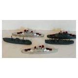 LR - Set of 4 Vintage Metal Toy Ships Made in USA