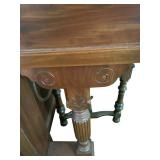 LR - Antique Steinway Upright Piano with Bench and Carved Wood Detailing