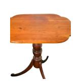 LR - Antique Wooden Tripod Pedestal Side Table