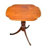 LR - Antique Wooden Tripod Pedestal Side Table