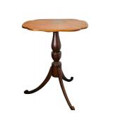 LR - Antique Wooden Tripod Pedestal Side Table