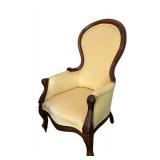 LR - Victorian Style Upholstered Armchair with Wood Frame