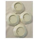 Set of 4 Petite Porcelain Plates with Strawberry and Insect Motif, 6 Inch