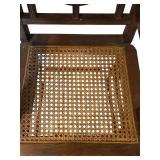 LR - Antique Wooden Chair with Cane Seat and Floral Carved Backrest