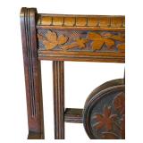 LR - Antique Wooden Chair with Cane Seat and Floral Carved Backrest