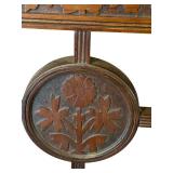 LR - Antique Wooden Chair with Cane Seat and Floral Carved Backrest