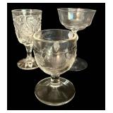 LR - Antique Pressed and Cut Glassware Collection with Decanter and Pedestal Bowl