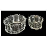 LR - Set of 2 Thick Plastic Decorative Bowls with Cut Glass Style Design