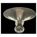 LR -Vintage Stuebe Crystal Glass Bouquet Vase, Vintage Stueben Trefoil Bowl and Pair of Vintage Twisted Stem Candlesticks