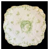 LR - Set of 4 Vintage Decorative Serving Plates with Green Accents