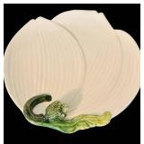 LR - Set of 4 Vintage Decorative Serving Plates with Green Accents