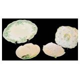 LR - Set of 4 Vintage Decorative Serving Plates with Green Accents